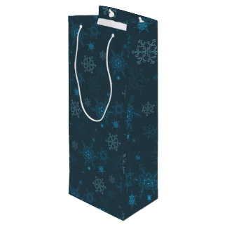 Bolsa Para Vino Patrón ininterrumpido de invierno de copo de nieve