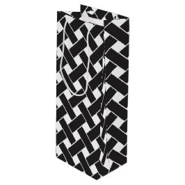 Bolsa Para Vino Patrón moderno de tejido geométrico en blanco y ne