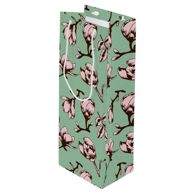 Bolsa Para Vino Patrón sin foco con brotes de flores de los árbole (Angulo Anverso)