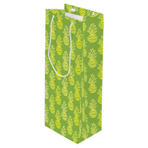 Bolsa Para Vino Patrón verde de piña colorida de verano