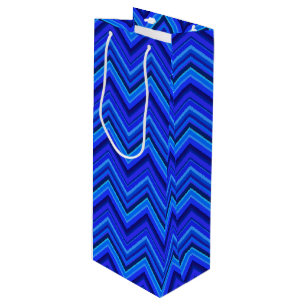 Bolsa Para Vino Patrón zigzag de franjas azules