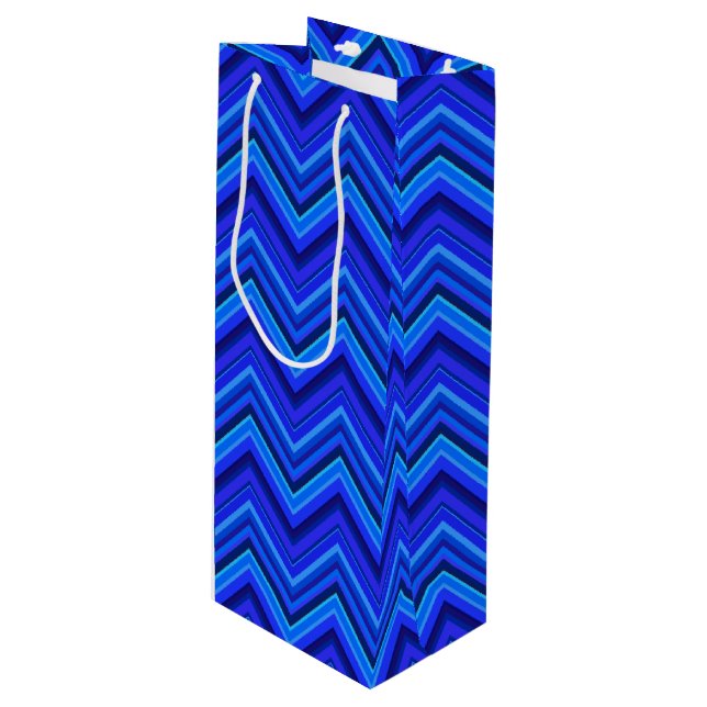 Bolsa Para Vino Patrón zigzag de franjas azules (Angulo Anverso)
