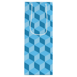 BOLSA PARA VINO PATRONES DE CUBO GEOMÉTRICO AZUL BRILLANTE