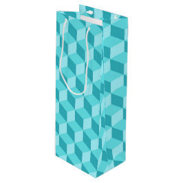 BOLSA PARA VINO PATRONES DE CUBO GEOMÉTRICO DE AQUA PASTEL