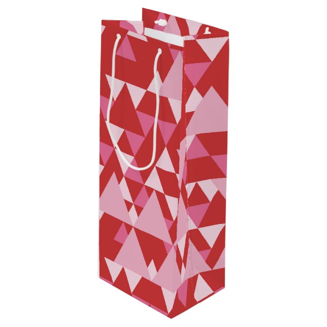 BOLSA PARA VINO PATRONES DE TRIÁNGULO DE TONOS DE ROSA (Angulo Anverso)