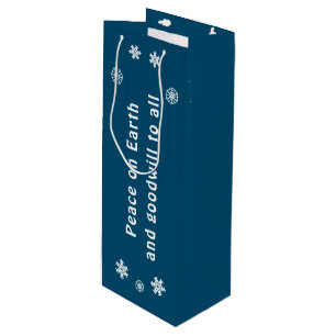 Bolsa Para Vino Paz en la Tierra Minimalista Blue Snowflake