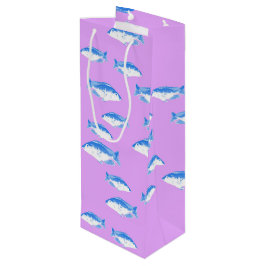 Bolsa Para Vino Peces azules en lila