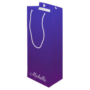 Bolsa Para Vino Pena azul y púrpura personalizada