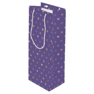 Bolsa Para Vino Pequeños corazones de polka en morado ultrvioleta