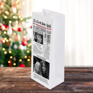 Bolsa Para Vino Periódico de tipografía fotográfica para navidades