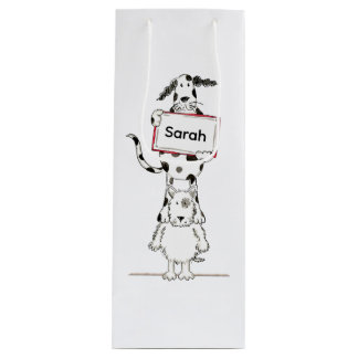 Bolsa Para Vino Perro acróbata lindo personalizado