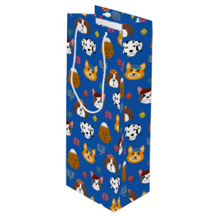 Bolsa Para Vino Perro Cute Hannukah Pattered
