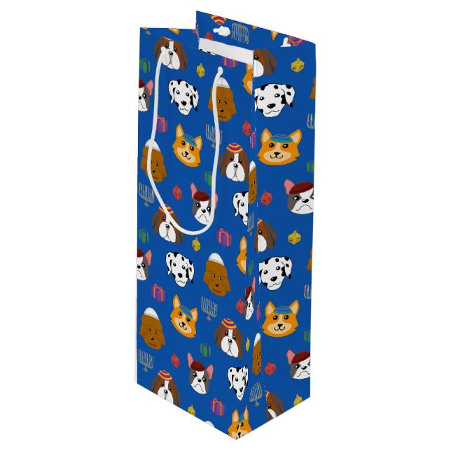 Bolsa Para Vino Perro Cute Hannukah Pattered (Angulo Anverso)