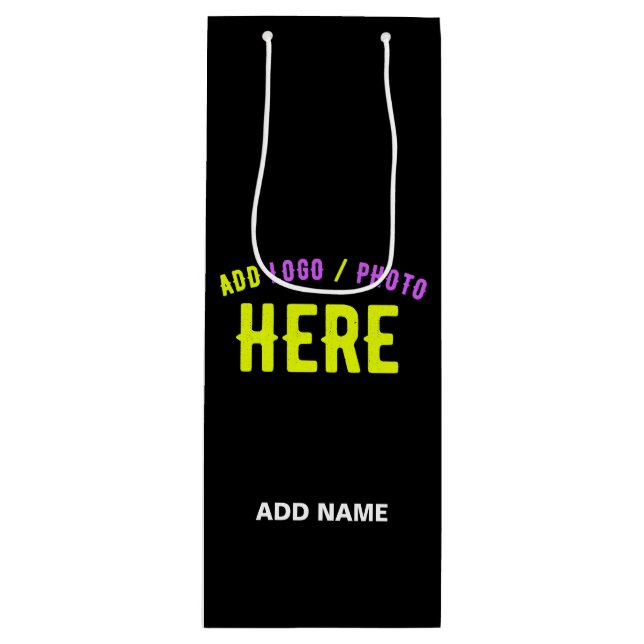 BOLSA PARA VINO PERSONALIZABLE MODERNO ESTILO NEGRO VERIFICADO MAR (Anverso)