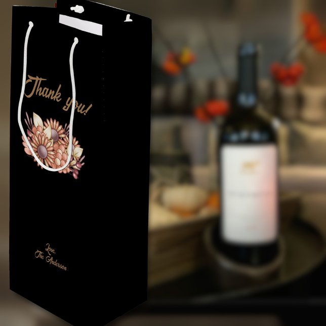 Bolsa Para Vino ¡personalizado Boho Gracias! (Custom Boho Thank you! Wine Gift Bag)