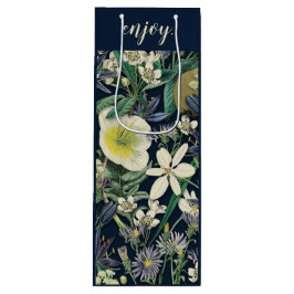 Bolsa Para Vino Personalizado Botánico Vintage Floral de medianoch
