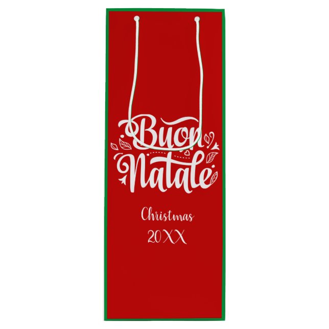 Bolsa Para Vino Personalizado Buon Natale Feliz Navidad italiana (Anverso)