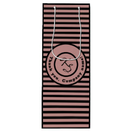 Bolsa Para Vino Personalizado de franjas rosadas Monograma y nombr