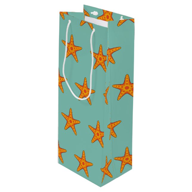 Bolsa Para Vino Personalizado de Starfish Naranja Cute (Angulo Anverso)