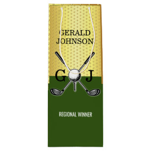 Bolsa Para Vino Personalizado minimalista Elegante Monograma Golf 