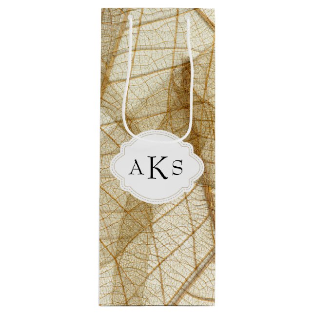 Bolsa Para Vino Personalizado Sheer Cream Lace Leaves (Anverso)