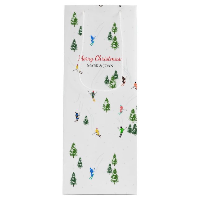 Bolsa Para Vino Personalized Custom text | Ski Holiday Skiers (Anverso)