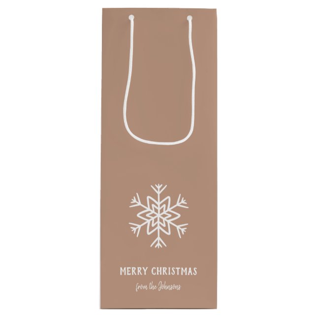 Bolsa Para Vino Personalized Family Name Merry Christmas Snowflake (Anverso)