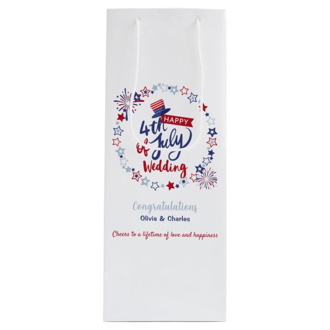 Bolsa Para Vino Personalized Happy 4th of July Wedding Cheers (Anverso)