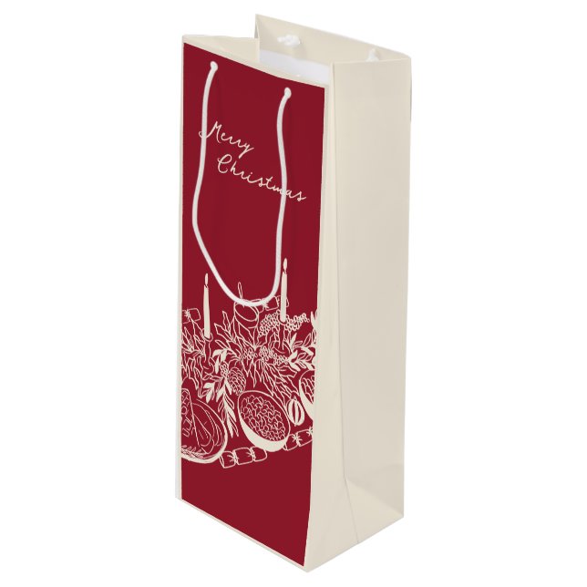Bolsa Para Vino Personalized Merry Christmas Table Minimal Design  (Angulo Anverso)