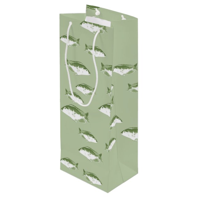 Bolsa Para Vino Pescado verde oliva (Angulo reverso)