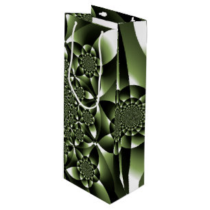 Bolsa Para Vino Pétalos de hojas de bosque verde blanco