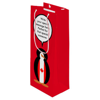 Bolsa Para Vino Pingüino parlante canadiense personalizado
