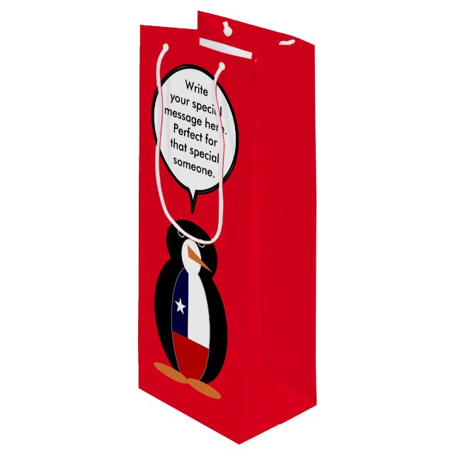 Bolsa Para Vino Pingüino Señora Chilena Personalizada (Angulo Anverso)