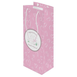 Bolsa Para Vino Pink Bunny Baby Shower Woodland Watercolor