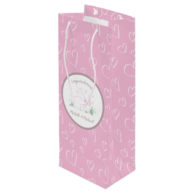 Bolsa Para Vino Pink Bunny Baby Shower Woodland Watercolor (Angulo reverso)