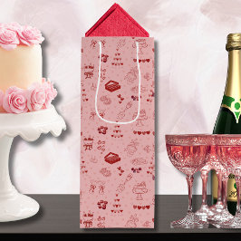Bolsa Para Vino Pink Champagne Tower Galentine Doodle Pattern