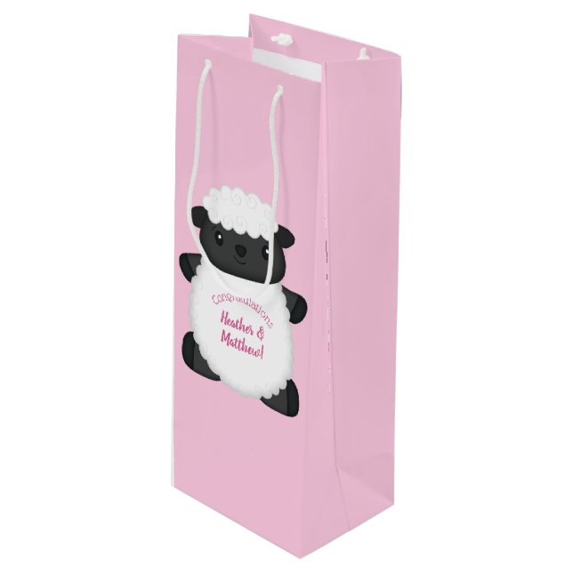 Bolsa Para Vino Pink de Baby Shower de ovejas (Angulo Anverso)