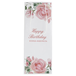 Bolsa Para Vino Pink Floral Rose Birthday Party