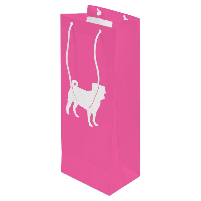 Bolsa Para Vino Pink Pug Silhouette Puppy Baby Shower (Angulo reverso)