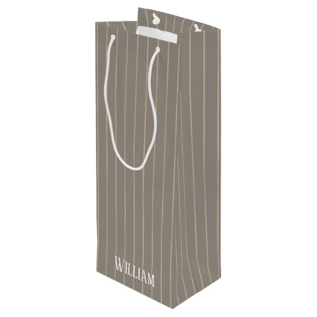 Bolsa Para Vino Pinstripes beiges personalizadas (Angulo reverso)