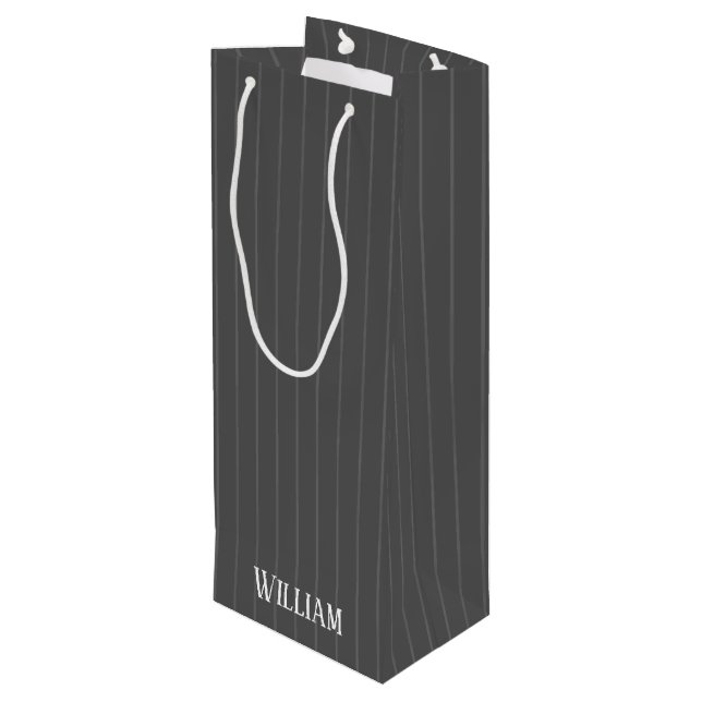Bolsa Para Vino Pinstripes grises personalizadas (Angulo reverso)