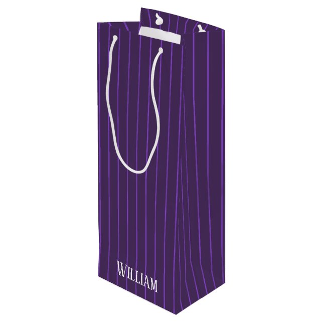 Bolsa Para Vino Pinstripes púrpuras (Angulo reverso)
