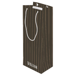 Bolsa Para Vino Pinstripes retro castaño personalizado