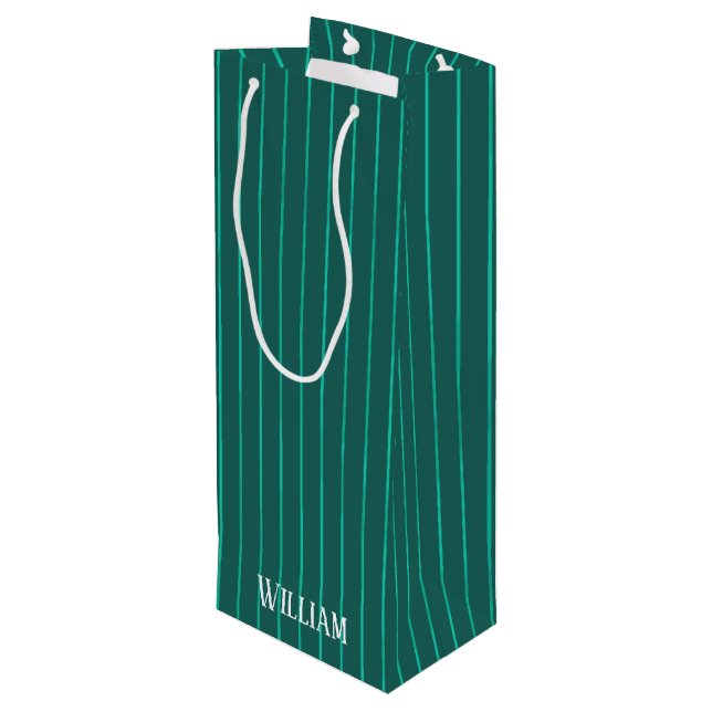 Bolsa Para Vino Pinstripes verde azuladas (Angulo reverso)