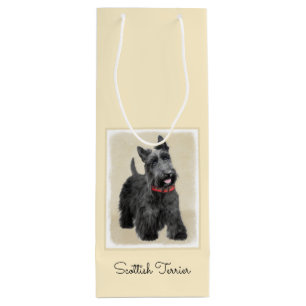 Bolsa Para Vino Pintado Terrier Escocés - Arte Perro Original