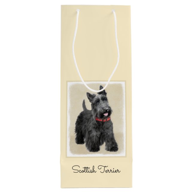 Bolsa Para Vino Pintado Terrier Escocés - Arte Perro Original (Reverso)