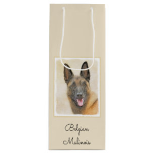 Bolsa Para Vino Pintura belga malinois - Arte de perro original