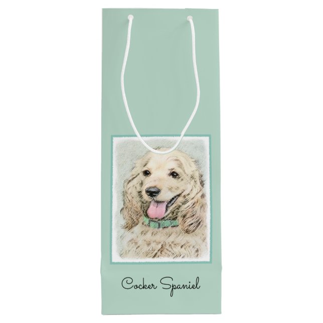 Bolsa Para Vino Pintura Buff de Cocker Spaniel - Arte Perro Origin (Reverso)