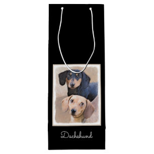 Bolsa Para Vino Pintura Dachshund (suave) - Arte Perro Original