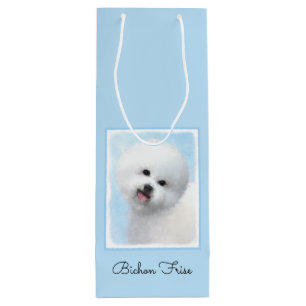 Bolsa Para Vino Pintura de Bichon Frise - Arte de Perro Original.